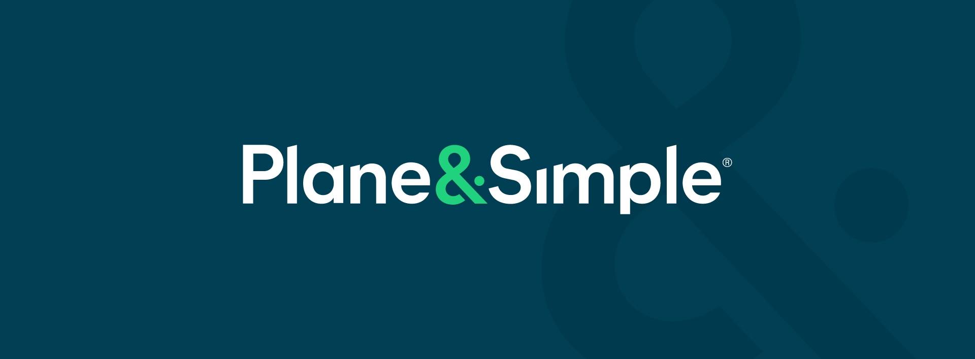 Plane and Simple logo on a blue background
